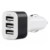Witte USB-autolader met 3 USB-poorten