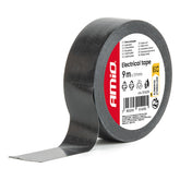 Zwarte tape 19 mm x 9 m in een verpakking van 12 stuks.