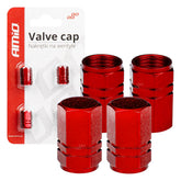 Rode aluminium ventieldopjes, 4 stuks.
