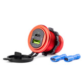Waterdichte telefoonoplader met USB en USB-C voor 12/24 V