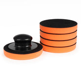 Vijf wax-applicatorpads met klittenbandhouder