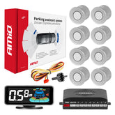 Parkeerhulp met 3D LED-display en acht zilverkleurige sensoren