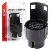 Traileradapter med 7-polet stik og 13-polet udtag