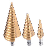 Set met drie trapboren in de maten 4-12, 4-20 en 4-32 mm