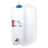 Witte watertank van 30 liter met kraan en zeepdispenser
