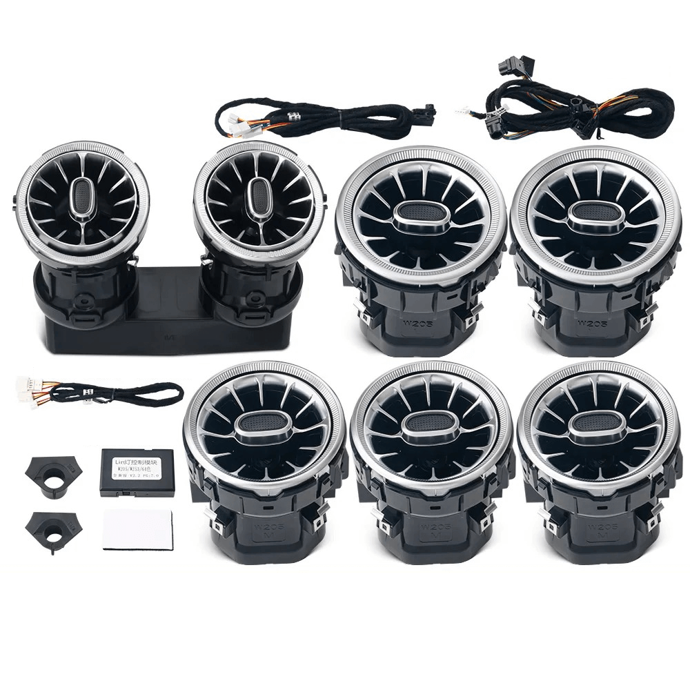 Ambient verlichting voor luchtroosters – Mercedes A/CLA/C/E/GLC 15-25 set met luchtroosters en kabelaansluiting