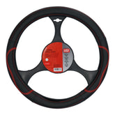 Carpoint stuurhoes van PU-leer, zwart met rode details, 37-39 cm