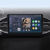 Peugeot 308 13-21 - 9" Radio m. Apple CarPlay og Android Auto installert i bilens instrumentbord.