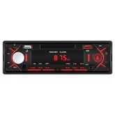 Universel 1-DIN radio m. Bluetooth, FM & USB – MP3 Afspiller med LED Display med rødt lys og USB-porte.