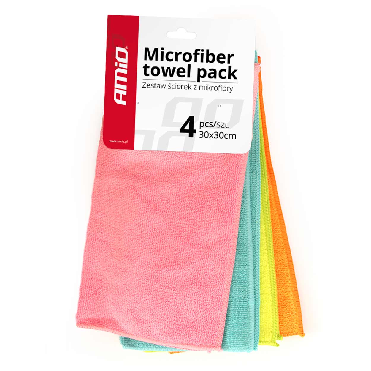 Set van vier microvezeldoeken van 30 x 30 cm voor autoverzorging