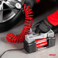 12V auto compressor met luchtslang
