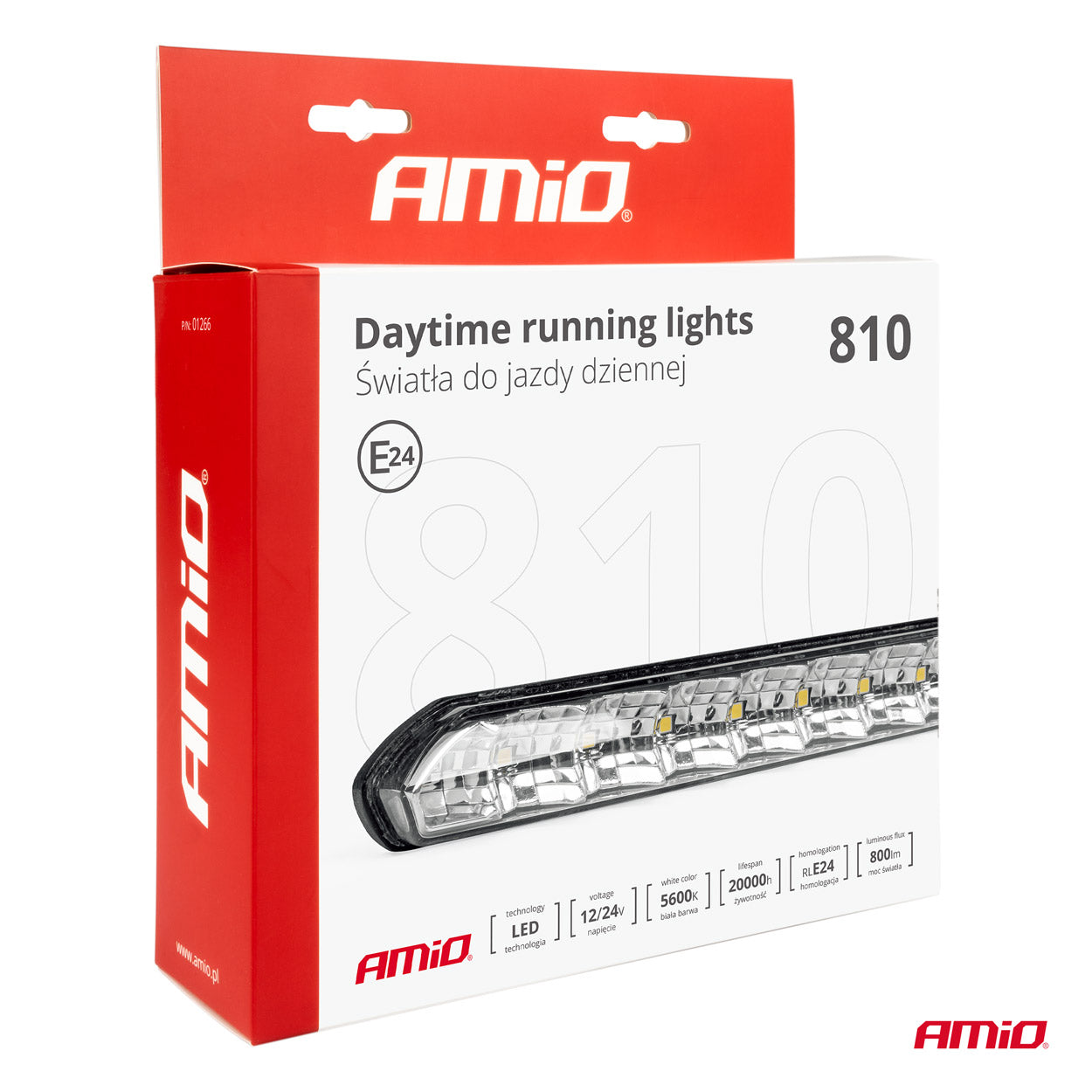 DRL 810 dagrijverlichting gemonteerd in de voorzijde van de auto