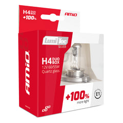 Verpakking met 2 LumiTec Silver H4 halogeenlampen