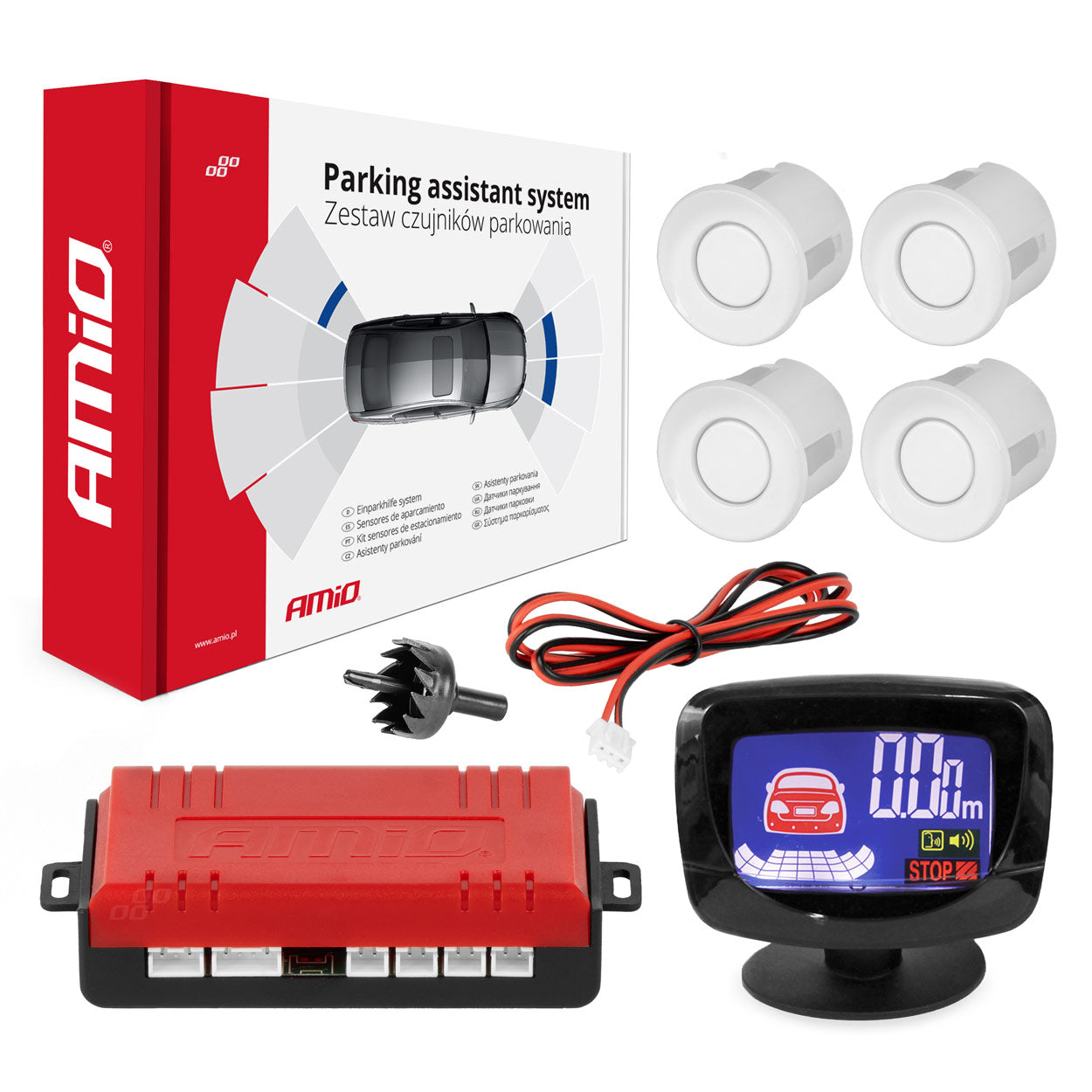 Parkeerhulp LED-GRAF met vier witte sensoren