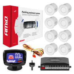 Parkeerhulpsysteem met LED-GRAF-display en witte sensoren
