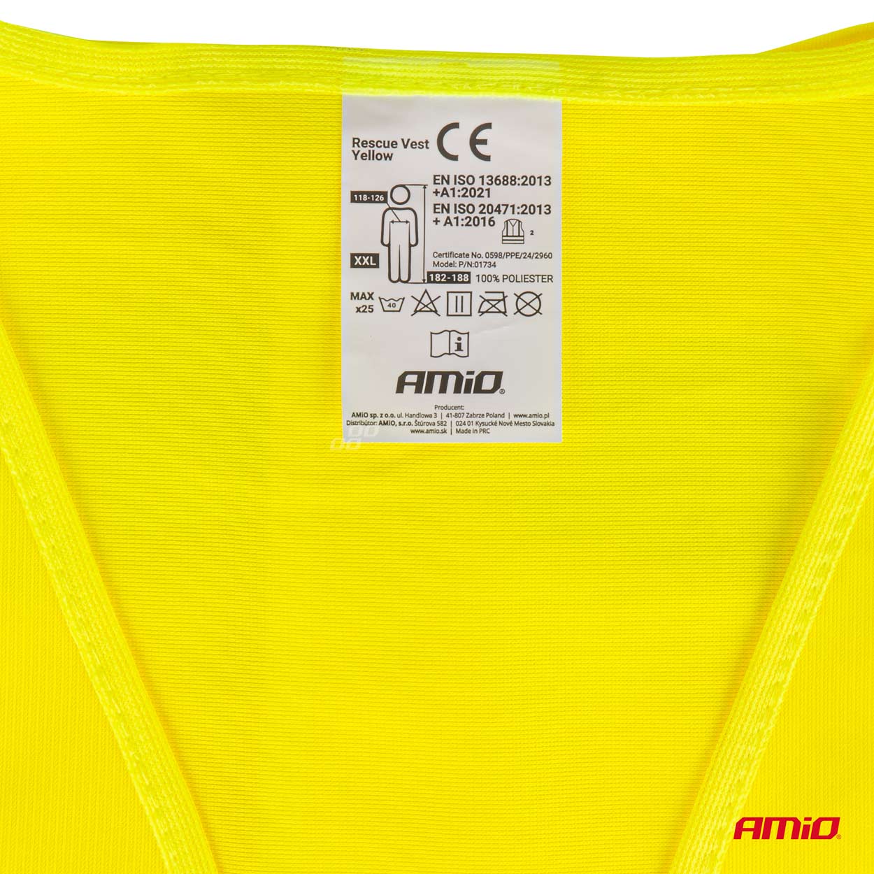 Veiligheidshesje van geel polyester met reflecterende banden