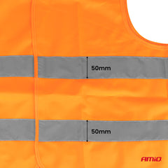 Oranje veiligheidsvest met grijze reflecterende banden
