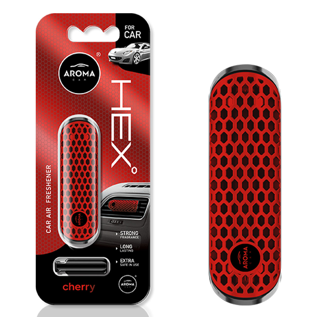 Aroma Car Fancy Shapes Polymer HEX Cherry luftfrisker til bil