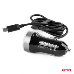 USB-autolader met microUSB en twee USB-poorten