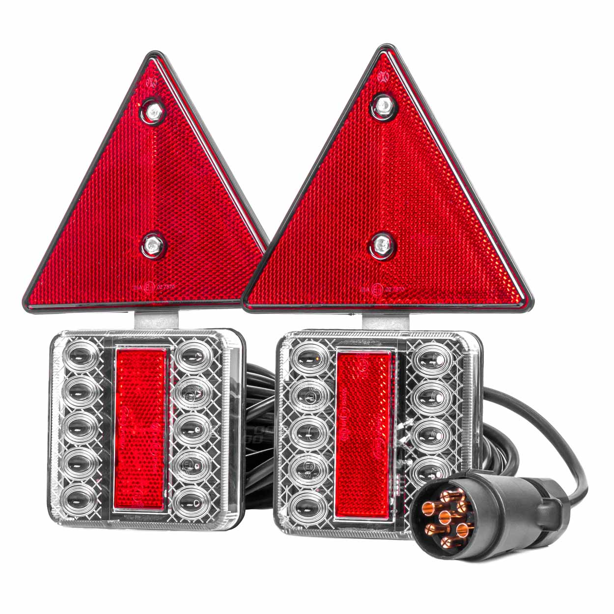 Magnetische LED-verlichtingsset voor aanhanger met driehoekige reflectoren