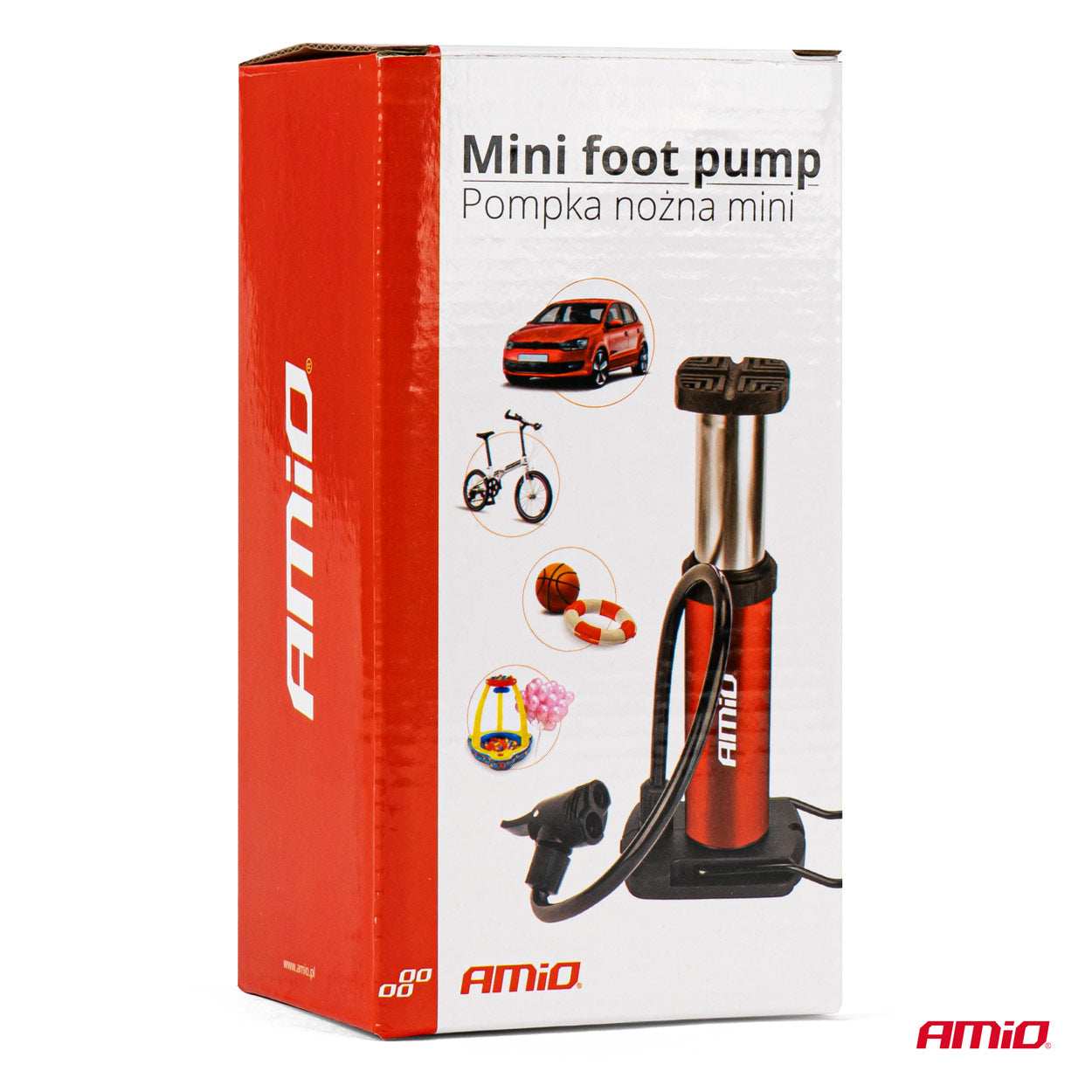 Mini voetpomp voor auto- en fietsventielen