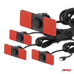 Parkeringsassistentsystem med sensorer, buzzer og hovedenhed