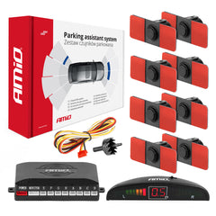 Parkeerhulpsysteem met 8 zwarte sensoren en LED-display