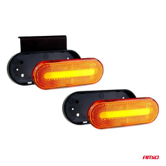 Oval orange LED-markeringslygte med monteringsdetaljer