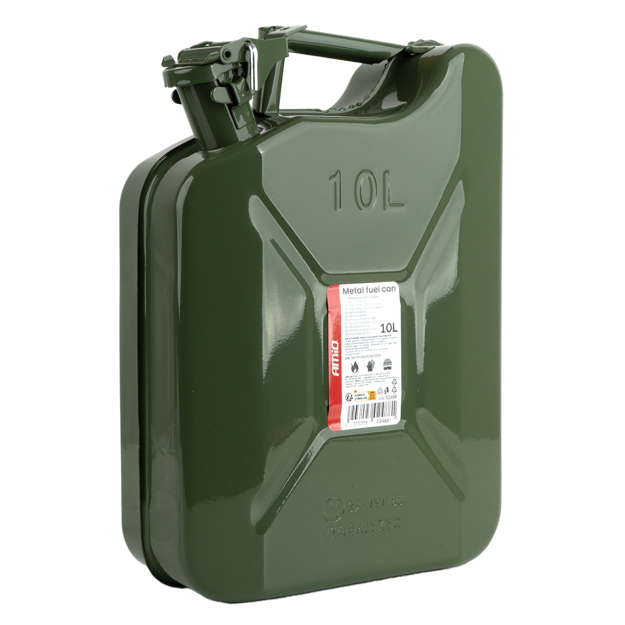 Grøn metalbrændstofdunk på 10 liter