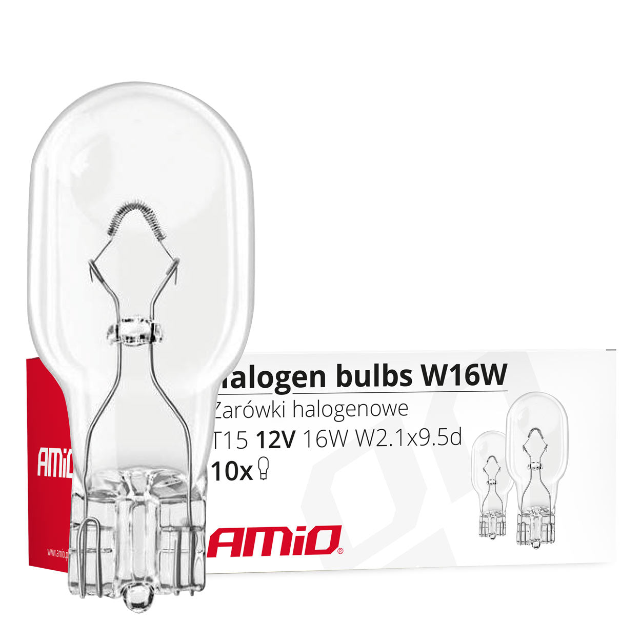 Halogeenlamp W16W T15 16W 12V met heldere glazen bol