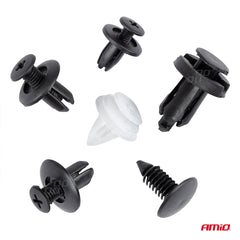 Assortiment zwarte en witte carrosserieklemmen