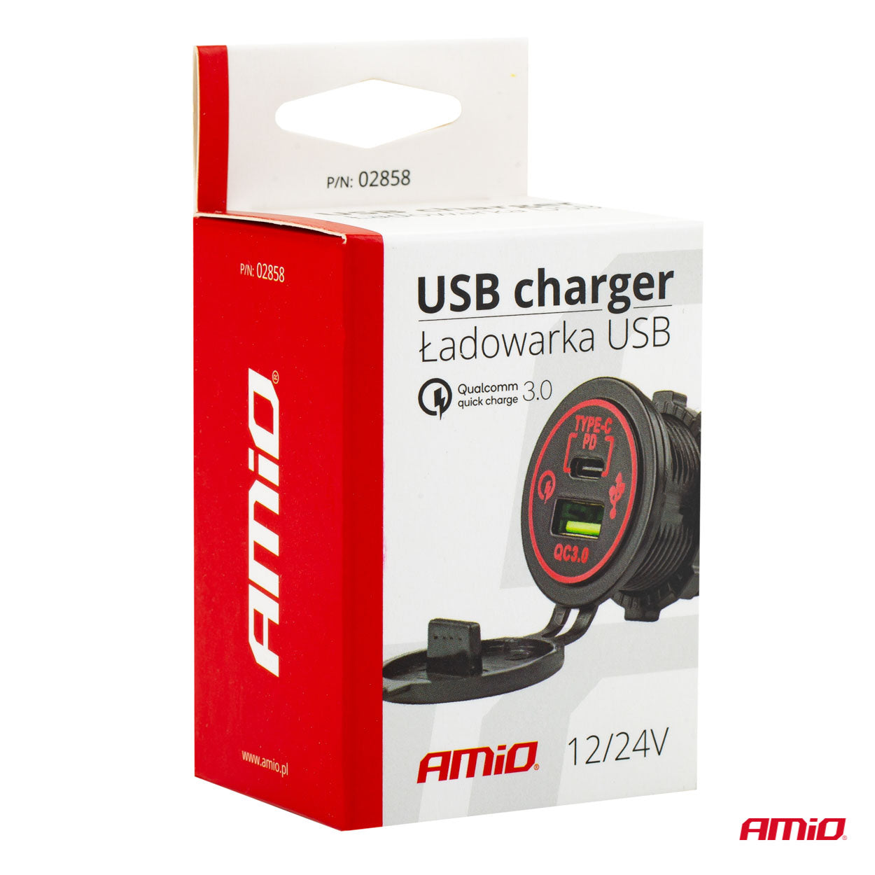 USB-oplader met rode verlichting