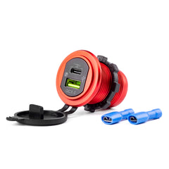 Waterdichte telefoonoplader met USB en USB-C voor 12/24 V