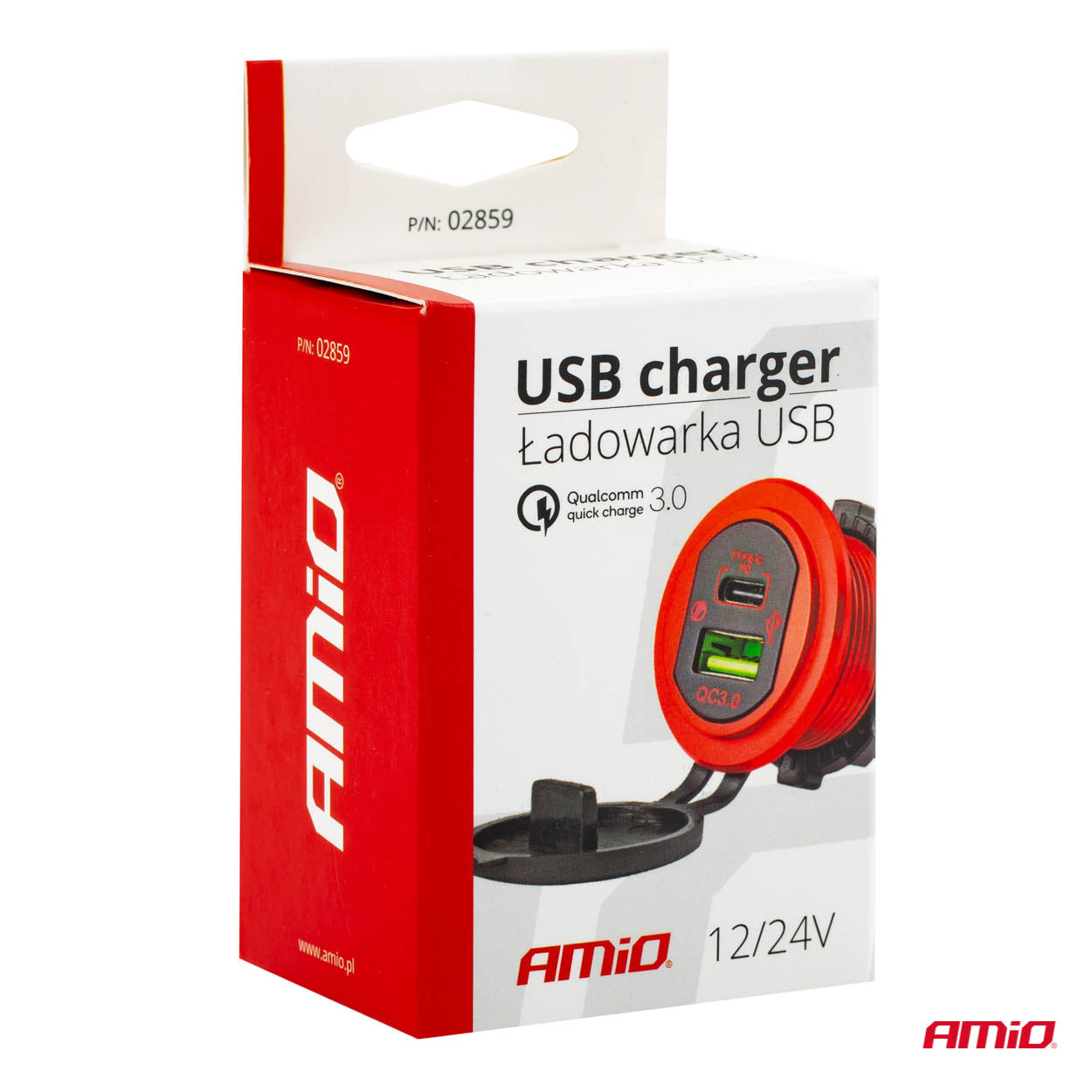Waterdichte USB-oplader met rode verlichting