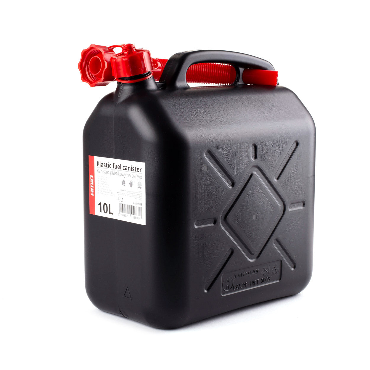 Zwarte brandstofjerrycan 10L met trechter