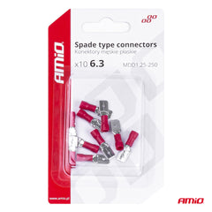 Mannelijke vlakstekker van 6,3 mm breed met PVC-isolatie