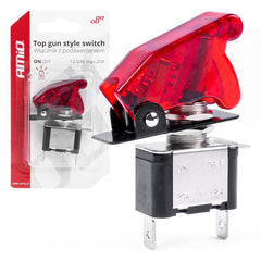 Top Gun-schakelaar met rood licht voor 12/24 V en 20 A