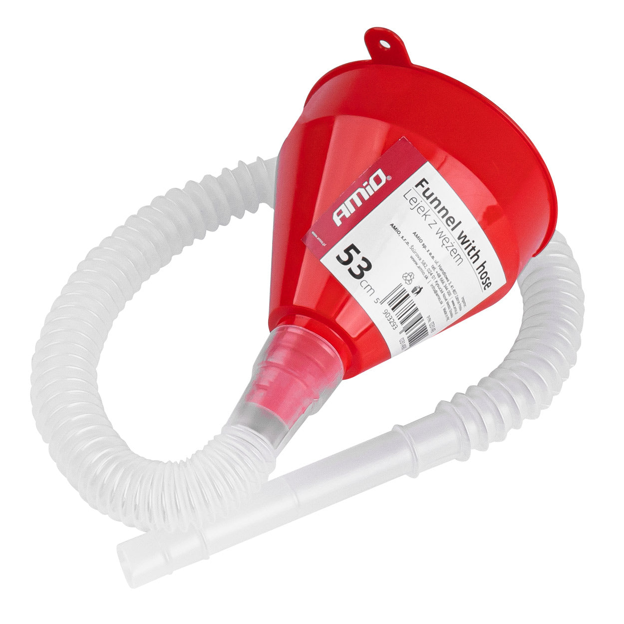 Plastic trechter met flexibele slang van 53 cm