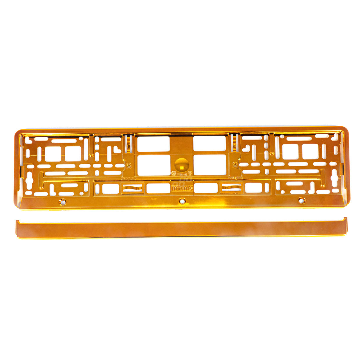 Set metalen kentekenplaathouders metallic oranje – vooraanzicht