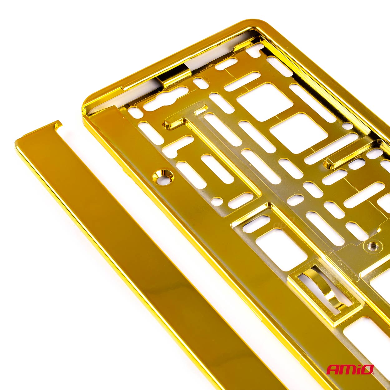 Kentekenplaathouder met kliklijst in goud metallic