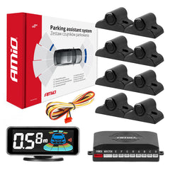 Parkeersysteem met 3D LED-display en acht zwarte 19 mm sensoren