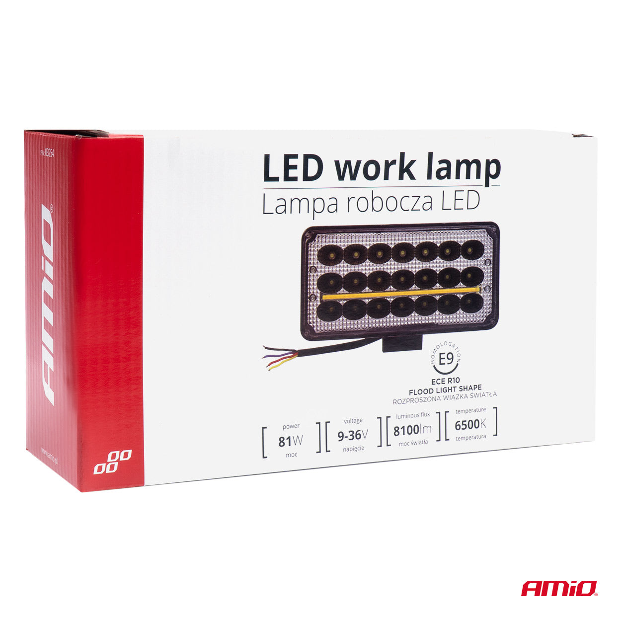 AWL43 led-werklamp met aangegeven afmetingen