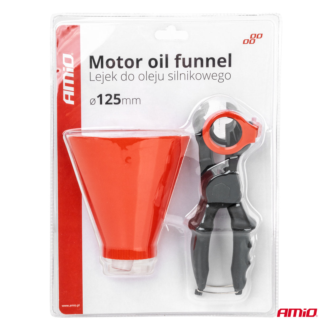 Motorolie-tragt med holder og klemme