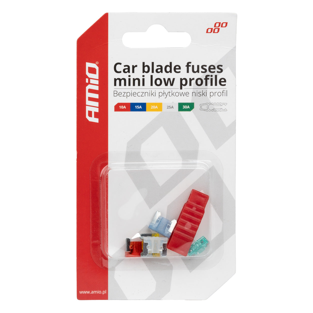 Mini-autozekeringen in verschillende ampèrewaarden met uittrektool