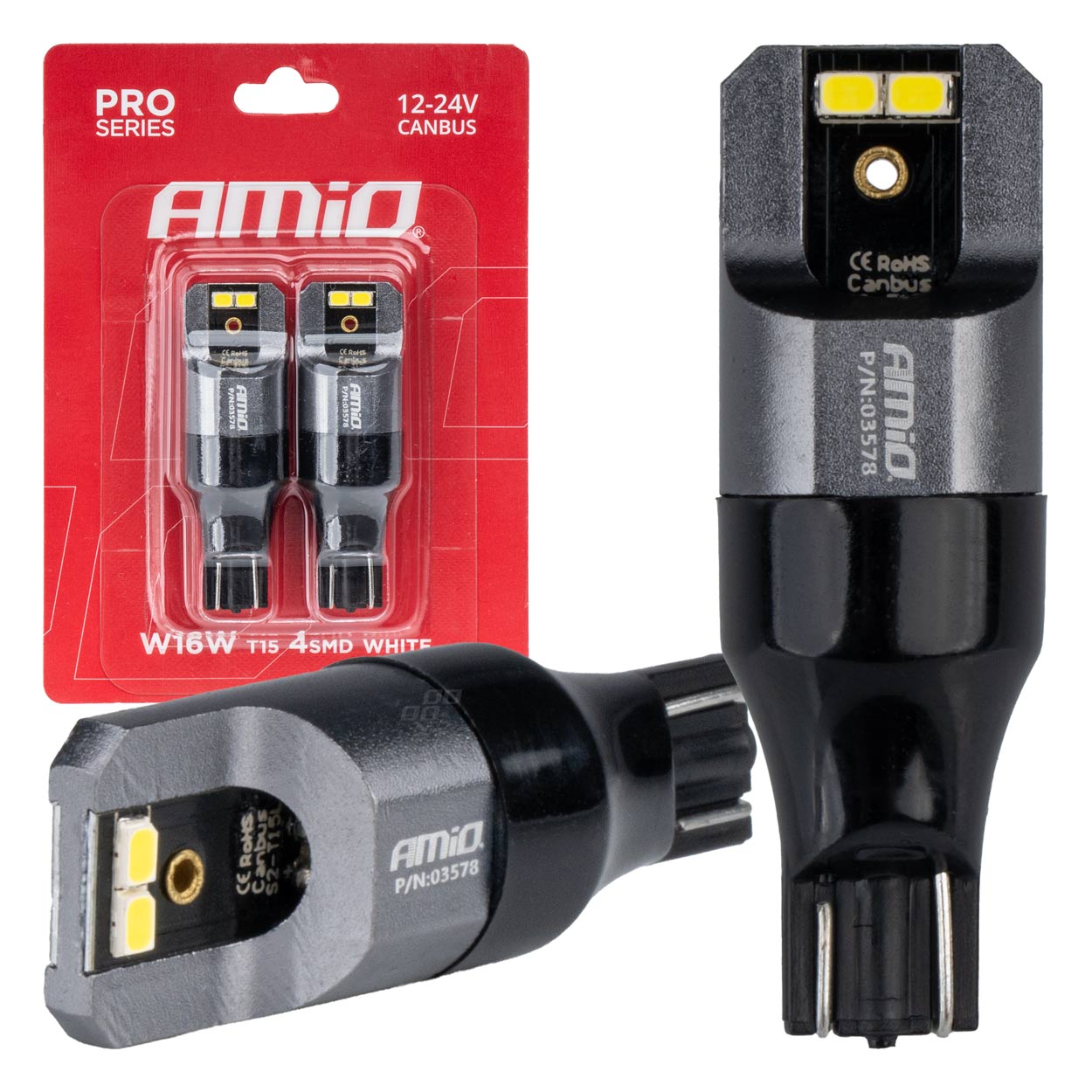 LED W16W T15 CANBUS-pærer med hvidt lys