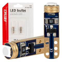 Blå T5 LED-pærer til 12 V, 0,5 W og 18 x 5 mm