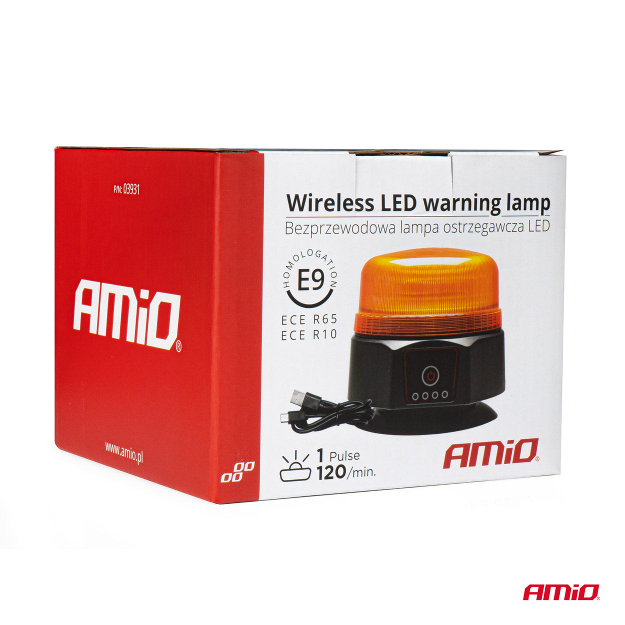 LED-advarselslampe med oplader til 12/24 V