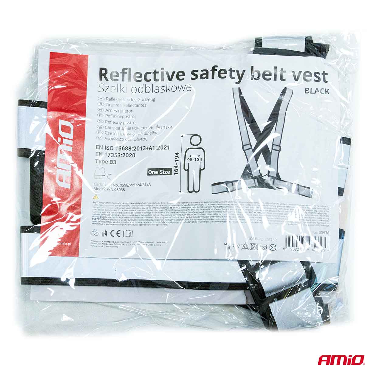 Refleksvest med seler set fra siden