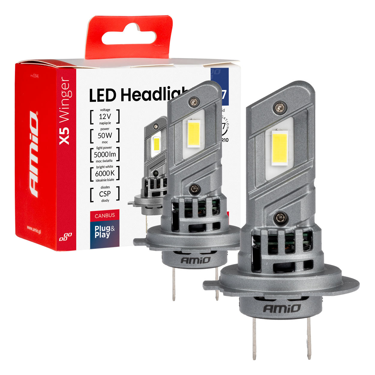 LED-forlygtepærer H7/H18 med 6000K lys