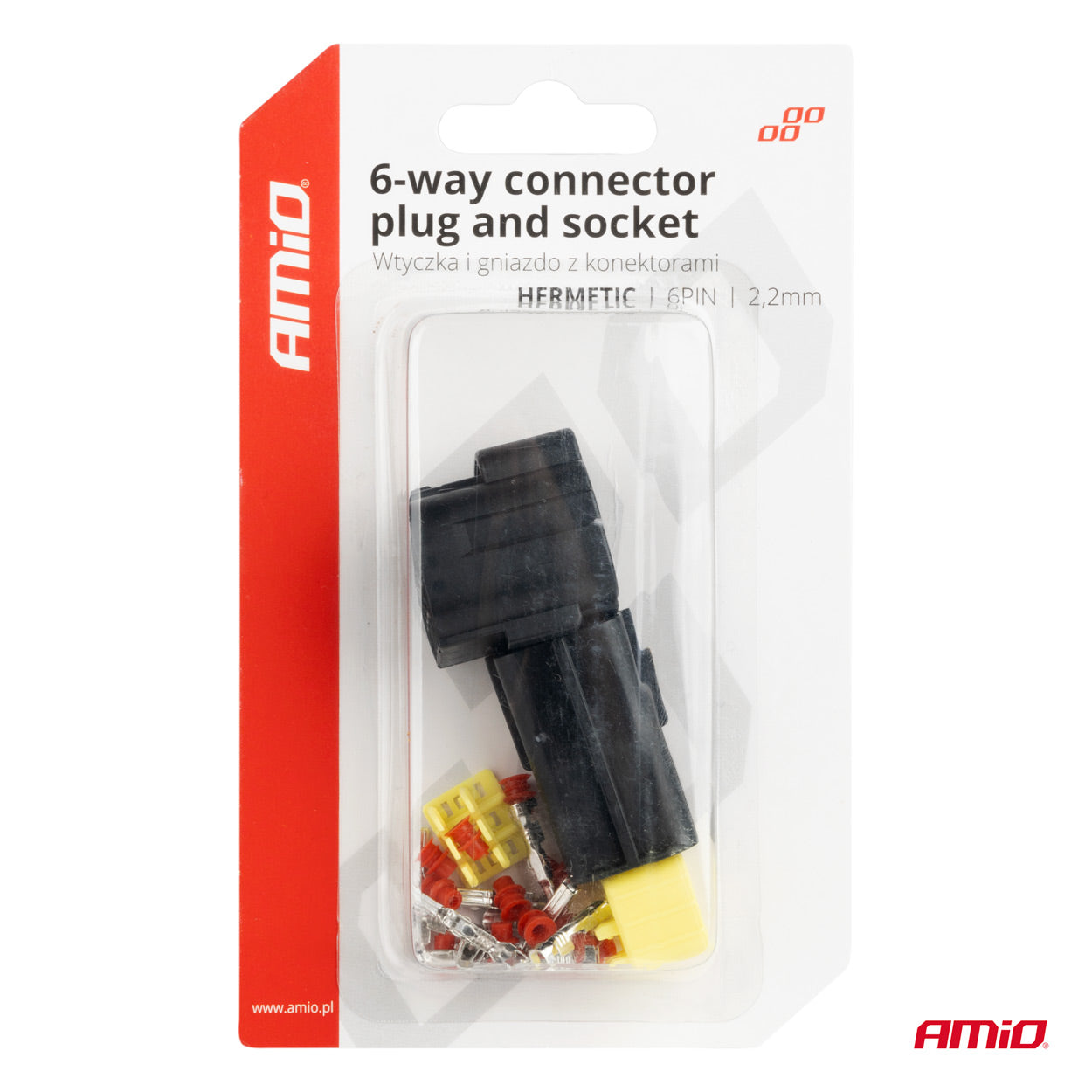 6-polet stik- og sokkelsæt til elektriske installationer